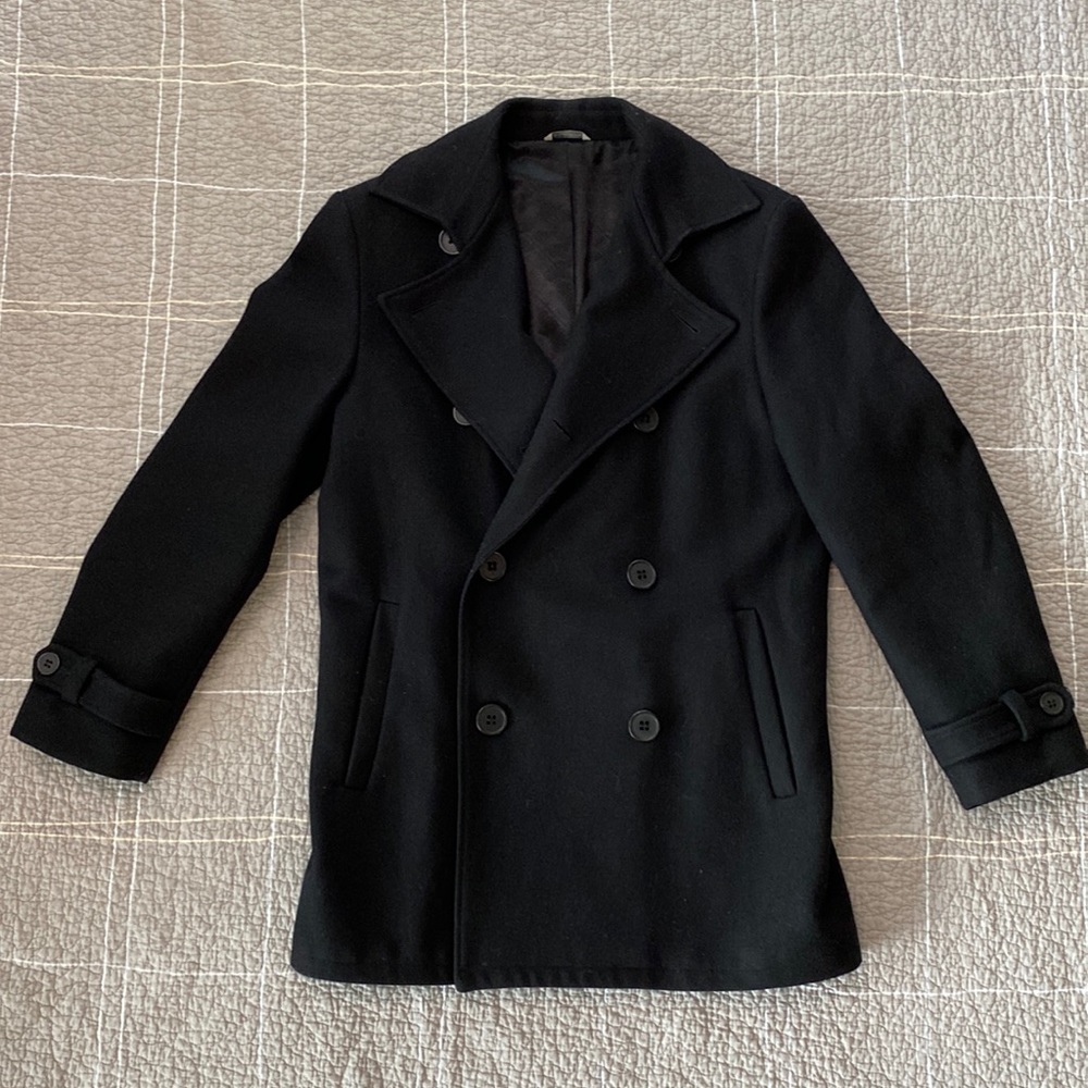 Black Tristan Pea Coat in Men's Large - made in Canada